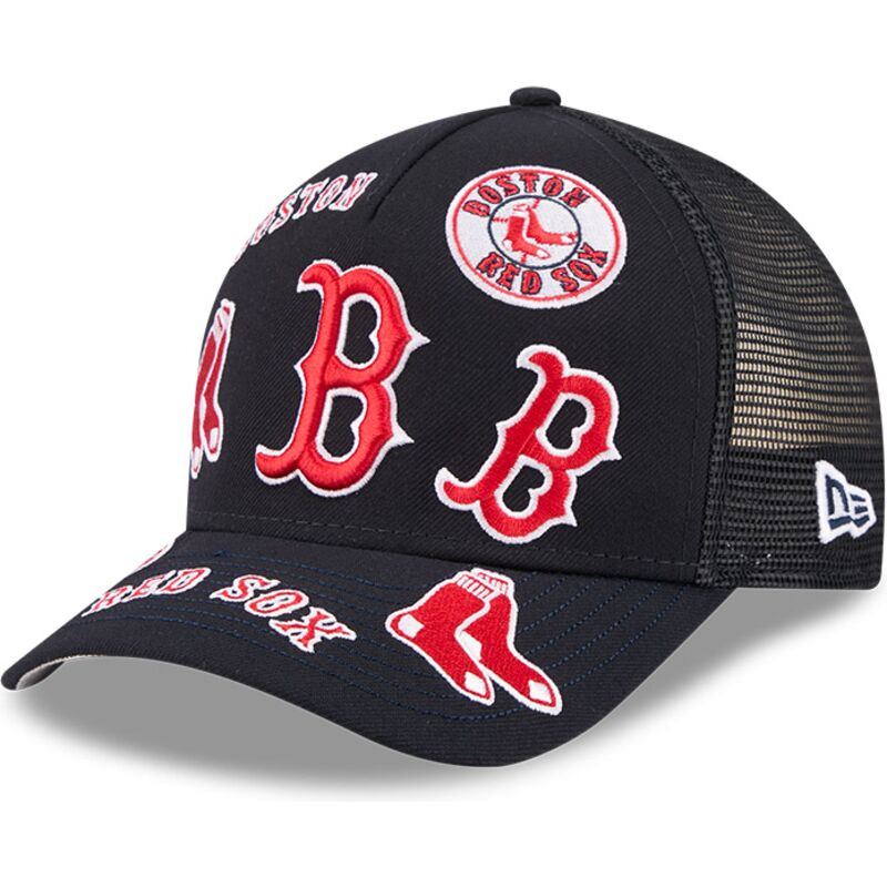 shapka-izvita-traker-tmnosin-snapbek-9forty-m-crown-a-frame-all-over-na-boston-red-sox-mlb-ot-new-era
