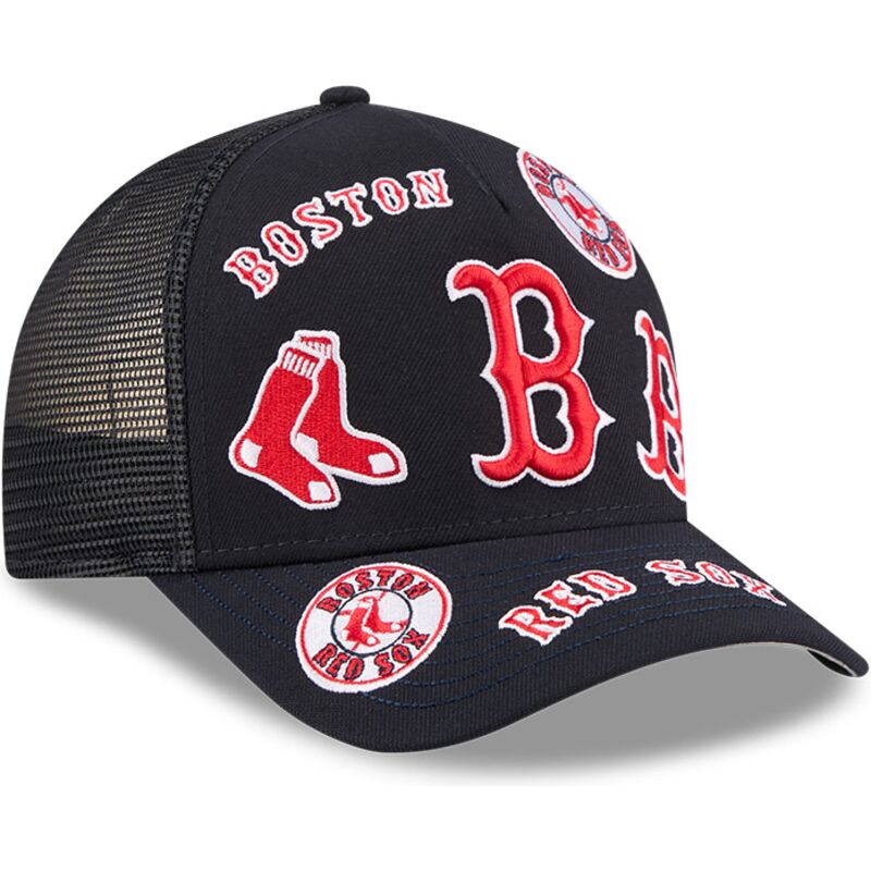 shapka-izvita-traker-tmnosin-snapbek-9forty-m-crown-a-frame-all-over-na-boston-red-sox-mlb-ot-new-era