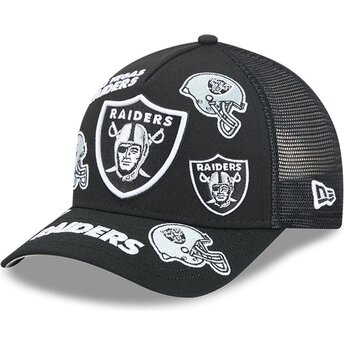 Шапка извита тракер черна снапбек 9FORTY M-Crown A Frame All Over на Las Vegas Raiders NFL от New Era