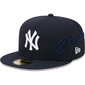 Шапка плоска тъмносин прилепнала 59FIFTY Side Script на New York Yankees MLB от New Era