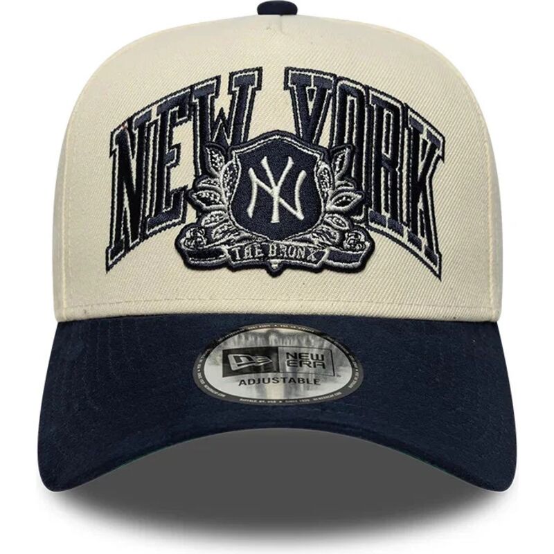 shapka-izvita-bezhov-snapbek-e-frame-wordmark-suede-na-new-york-yankees-mlb-ot-new-era