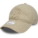shapka-izvita-bezhov-reguliruem-9twenty-a-frame-melton-luxe-na-new-york-yankees-mlb-ot-new-era