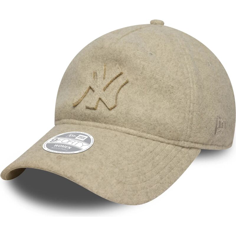 shapka-izvita-bezhov-reguliruem-9twenty-a-frame-melton-luxe-na-new-york-yankees-mlb-ot-new-era