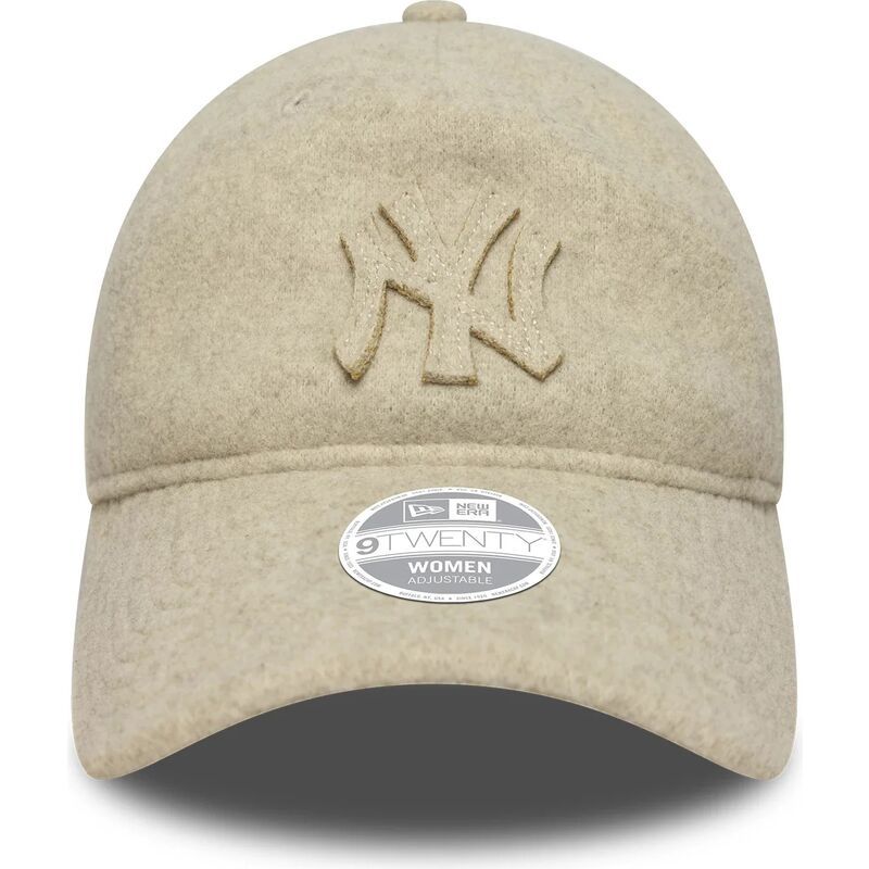 shapka-izvita-bezhov-reguliruem-9twenty-a-frame-melton-luxe-na-new-york-yankees-mlb-ot-new-era