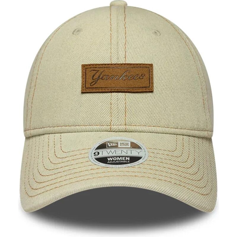 shapka-izvita-bezhov-reguliruem-9twenty-denim-na-new-york-yankees-mlb-ot-new-era