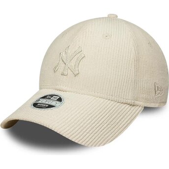 Шапка извита бежов регулируем 9FORTY Cord на New York Yankees MLB от New Era