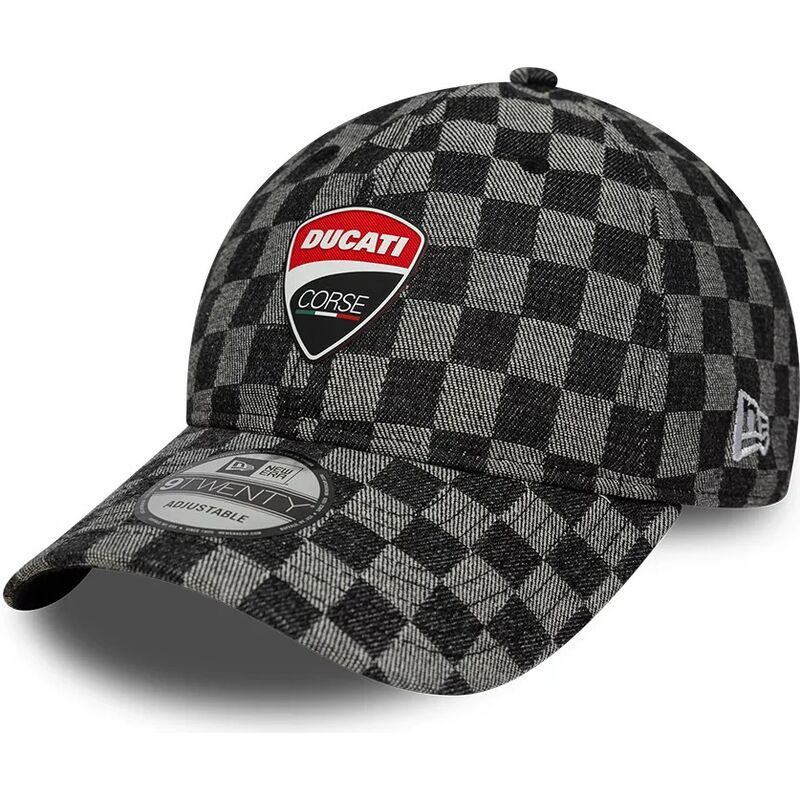 shapka-izvita-cherna-reguliruem-9twenty-check-na-ducati-motor-motogp-ot-new-era