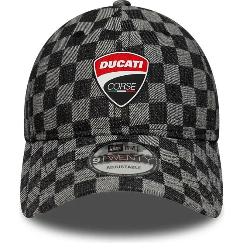 shapka-izvita-cherna-reguliruem-9twenty-check-na-ducati-motor-motogp-ot-new-era