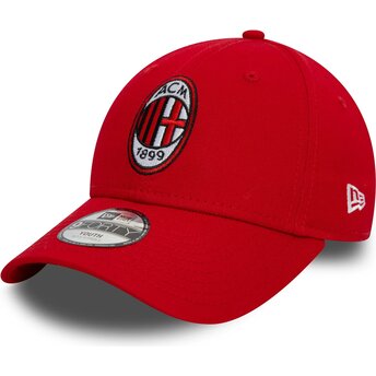 Шапка извита червена регулируем за деца 9FORTY Core на AC Milan Serie A от New Era