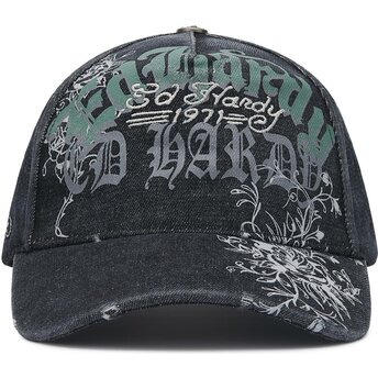 Шапка извита черна регулируем Distressed Floral Gothic от Ed Hardy