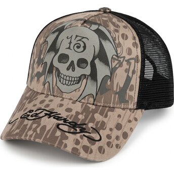Шапка извита тракер сив снапбек 13 Skull от Ed Hardy