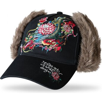 Шапка извита черна прилепнала Crawling Trapper от Ed Hardy