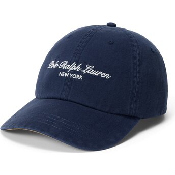Шапка извита тъмносин регулируем Woven Script от Polo Ralph Lauren