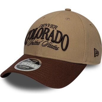Шапка извита кафяв регулируем 9FORTY M-Crown Wordmark на Denver Colorado от New Era