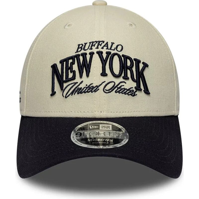 shapka-izvita-bezhov-reguliruem-9forty-m-crown-wordmark-na-buffalo-new-york-ot-new-era