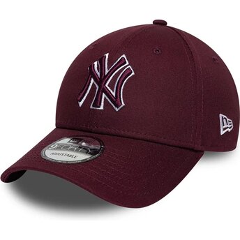 Шапка извита червена регулируем 9FORTY Team Outline на New York Yankees MLB от New Era