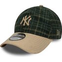 shapka-izvita-zelena-reguliruem-9twenty-mix-check-na-new-york-yankees-mlb-ot-new-era