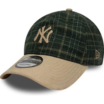 Шапка извита зелена регулируем 9TWENTY Mix Check на New York Yankees MLB от New Era