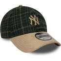 shapka-izvita-zelena-reguliruem-9twenty-mix-check-na-new-york-yankees-mlb-ot-new-era