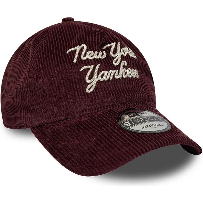 shapka-izvita-chervena-reguliruem-9twenty-a-frame-cord-script-na-new-york-yankees-mlb-ot-new-era