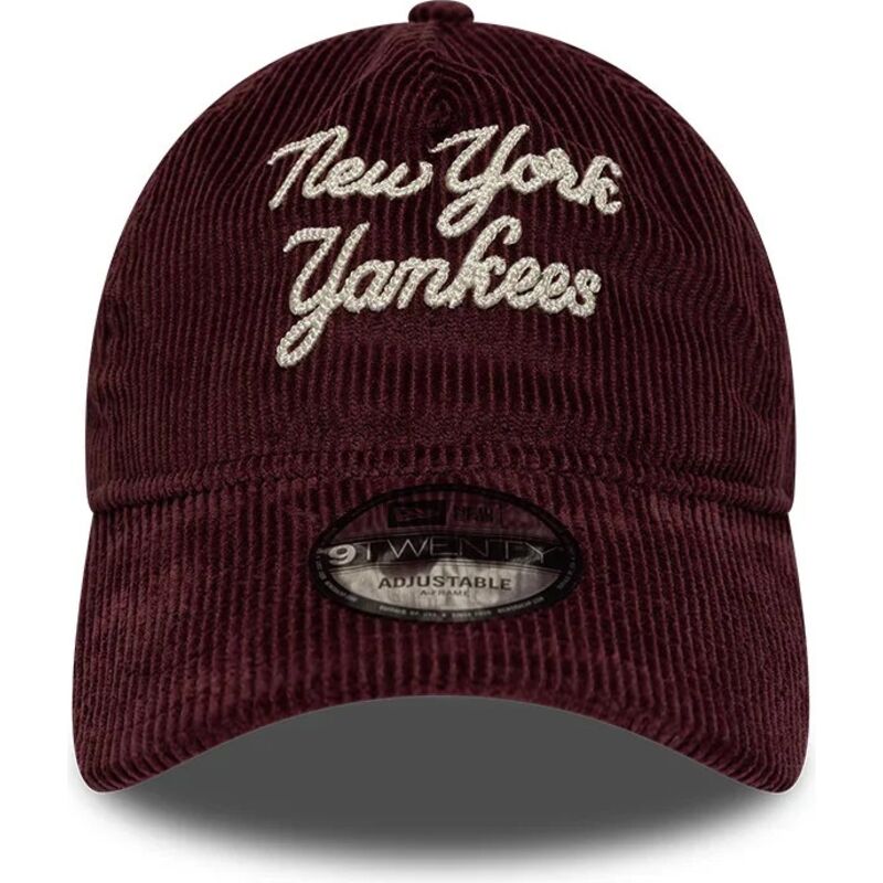 shapka-izvita-chervena-reguliruem-9twenty-a-frame-cord-script-na-new-york-yankees-mlb-ot-new-era