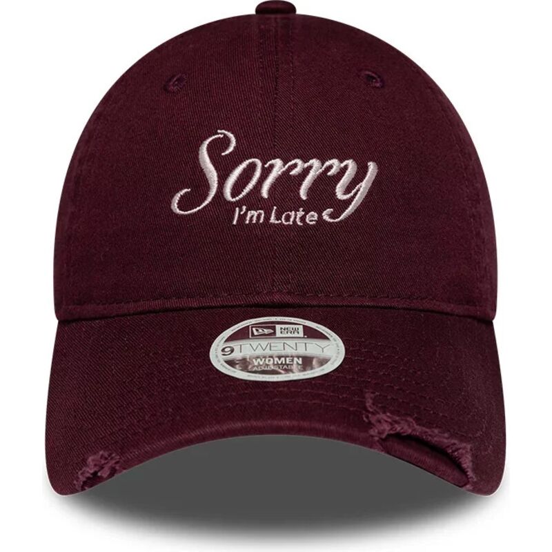shapka-izvita-chervena-reguliruem-9twenty-slogan-sorry-i-m-late-ot-new-era
