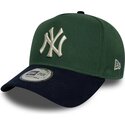 shapka-izvita-zelena-snapbek-9forty-e-frame-suede-visor-na-new-york-yankees-mlb-ot-new-era