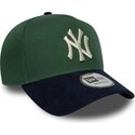 shapka-izvita-zelena-snapbek-9forty-e-frame-suede-visor-na-new-york-yankees-mlb-ot-new-era