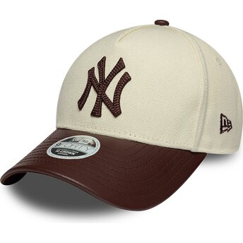 Шапка извита бежов регулируем 9FORTY M-Crown Fabric Mix на New York Yankees MLB от New Era
