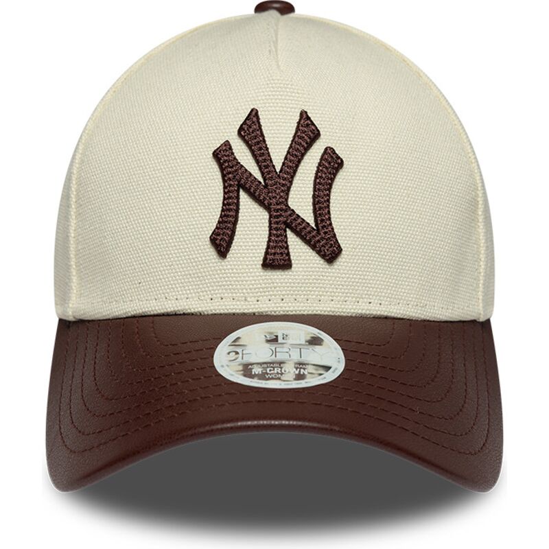 shapka-izvita-bezhov-reguliruem-9forty-m-crown-fabric-mix-na-new-york-yankees-mlb-ot-new-era