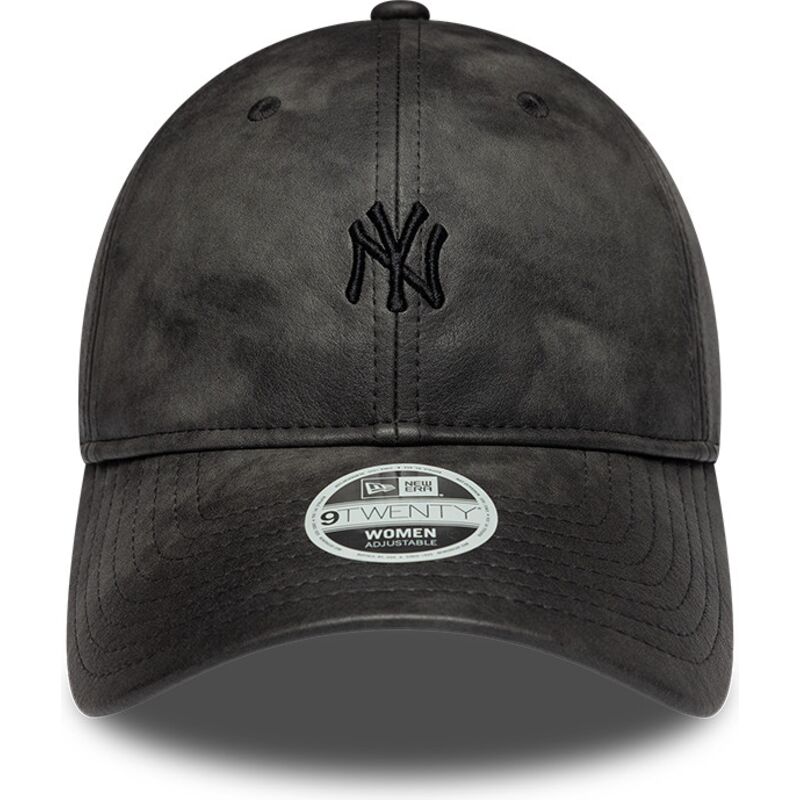 shapka-izvita-cherna-reguliruem-9twenty-washed-pu-na-new-york-yankees-mlb-ot-new-era