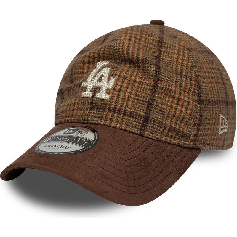 shapka-izvita-kafyav-reguliruem-9twenty-mix-check-na-los-angeles-dodgers-mlb-ot-new-era