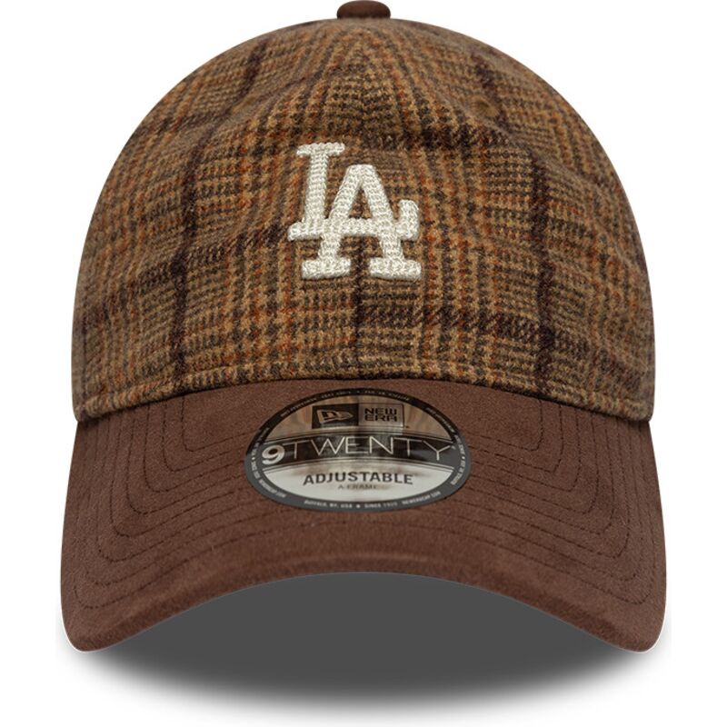 shapka-izvita-kafyav-reguliruem-9twenty-mix-check-na-los-angeles-dodgers-mlb-ot-new-era