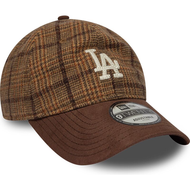 shapka-izvita-kafyav-reguliruem-9twenty-mix-check-na-los-angeles-dodgers-mlb-ot-new-era