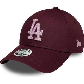 Шапка извита червена регулируем rosa 9FORTY Metallic на Los Angeles Dodgers MLB от New Era