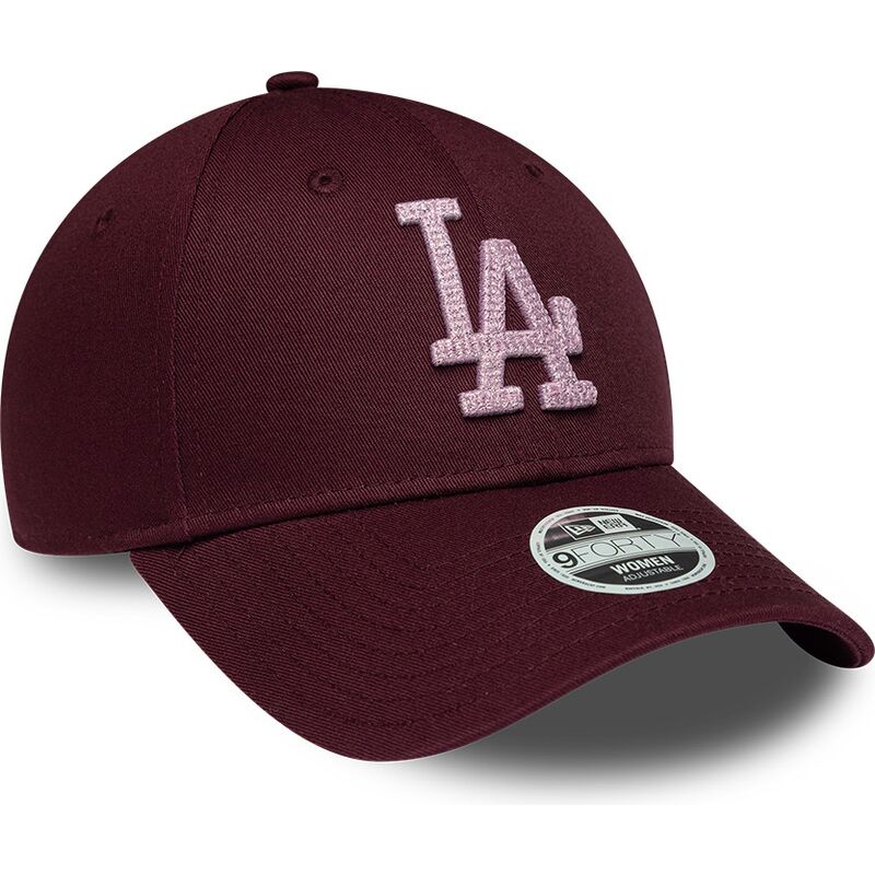 shapka-izvita-chervena-reguliruem-rosa-9forty-metallic-na-los-angeles-dodgers-mlb-ot-new-era
