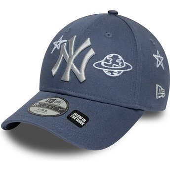 Шапка извита синя регулируем за деца 9FORTY Space Glow In The Dark на New York Yankees MLB от New Era