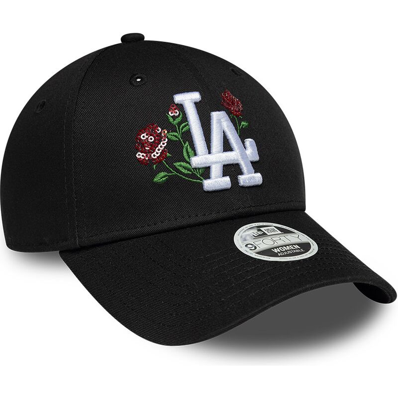 shapka-izvita-cherna-snapbek-9forty-rose-sequin-na-los-angeles-dodgers-mlb-ot-new-era