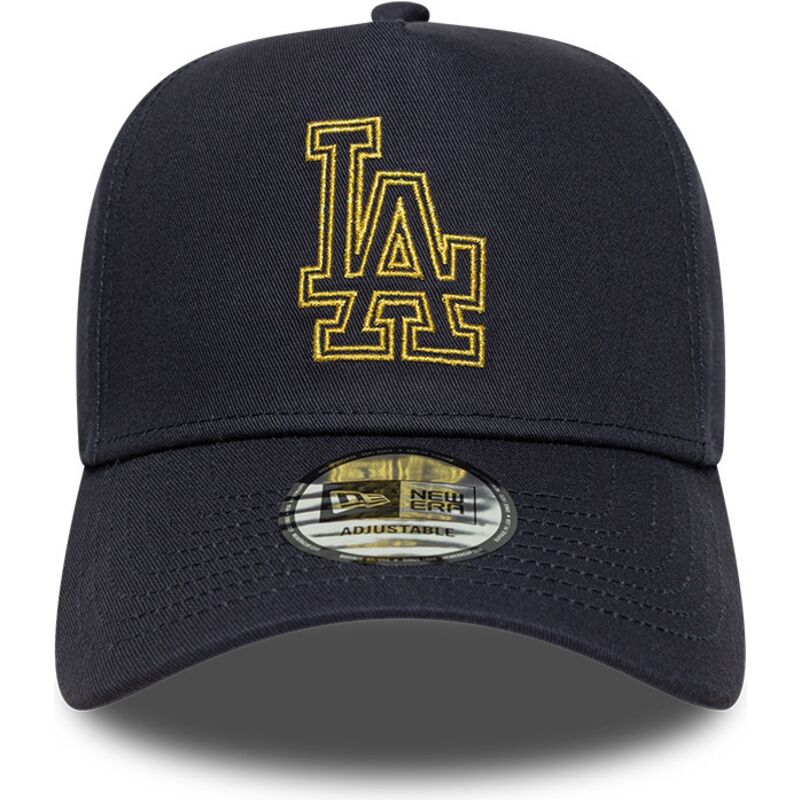 shapka-izvita-tmnosin-snapbek-9forty-dorado-e-frame-metallic-outline-na-los-angeles-dodgers-mlb-ot-new-era