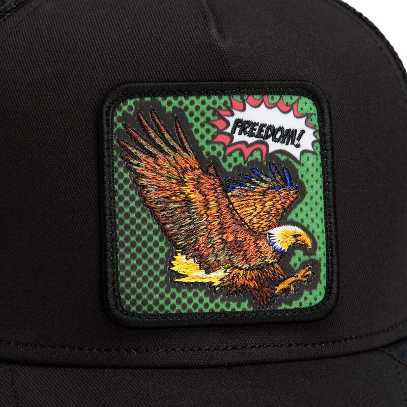 shapka-izvita-traker-cherna-snapbek-freedom-eagle-pop-art-strikes-back-the-farm-goorin-bros