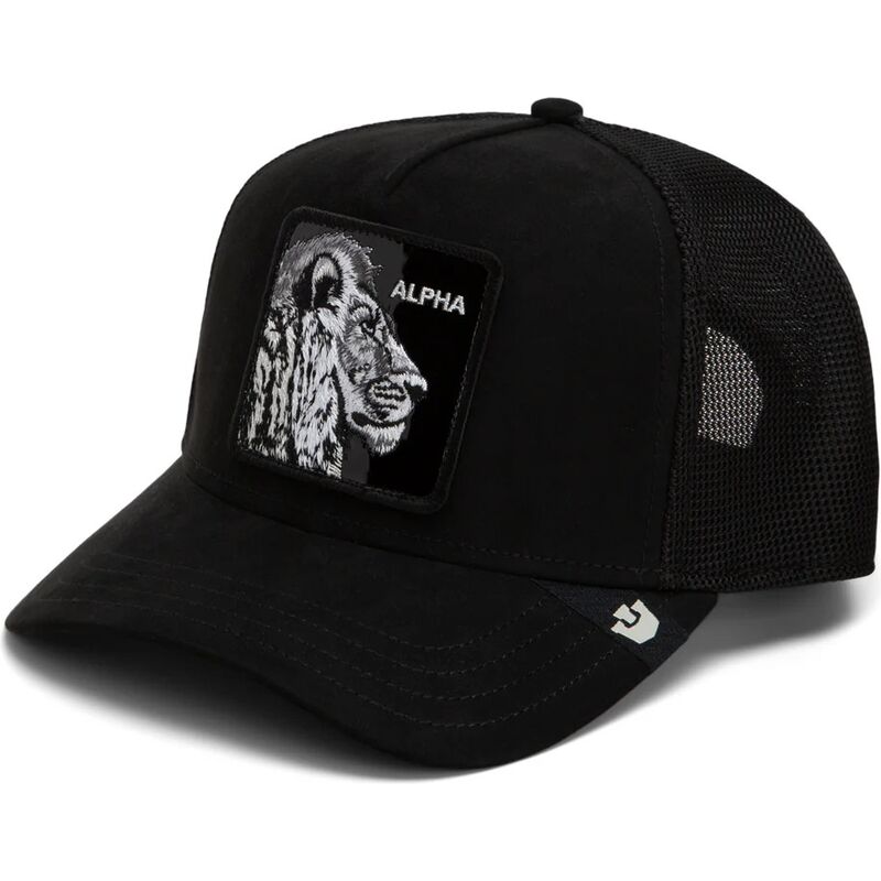 shapka-izvita-traker-cherna-snapbek-black-out-lion-blackened-metallic-alpha-the-farm-goorin-bros