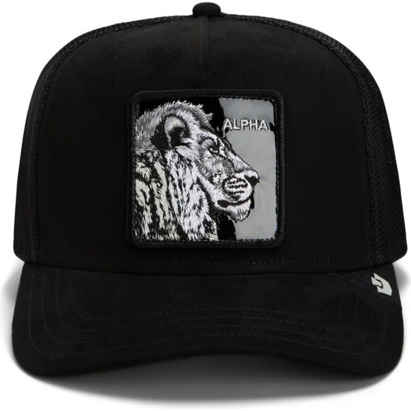 shapka-izvita-traker-cherna-snapbek-black-out-lion-blackened-metallic-alpha-the-farm-goorin-bros