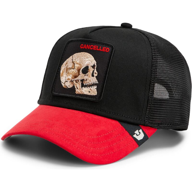 shapka-izvita-traker-cherna-snapbek-cancelled-skull-microsuede-the-farm-goorin-bros