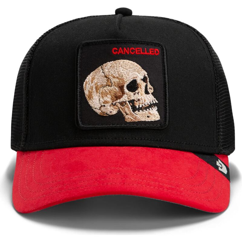 shapka-izvita-traker-cherna-snapbek-cancelled-skull-microsuede-the-farm-goorin-bros