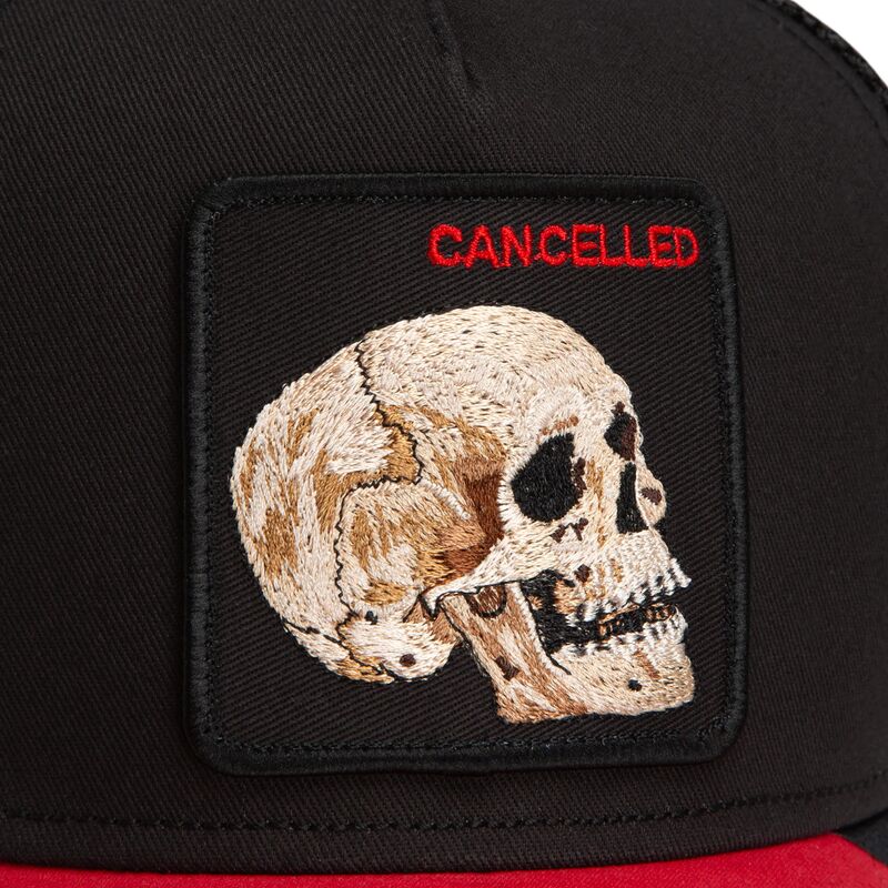 shapka-izvita-traker-cherna-snapbek-cancelled-skull-microsuede-the-farm-goorin-bros