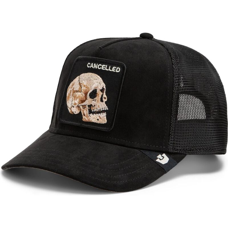 shapka-izvita-traker-cherna-snapbek-suede-cancelled-skull-microsuede-the-farm-goorin-bros