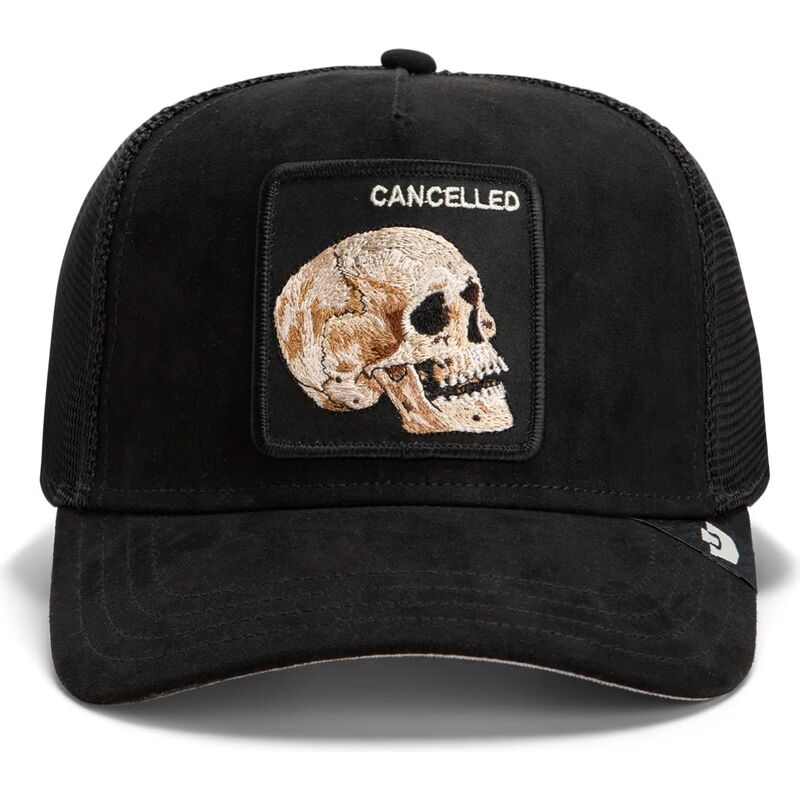 shapka-izvita-traker-cherna-snapbek-suede-cancelled-skull-microsuede-the-farm-goorin-bros