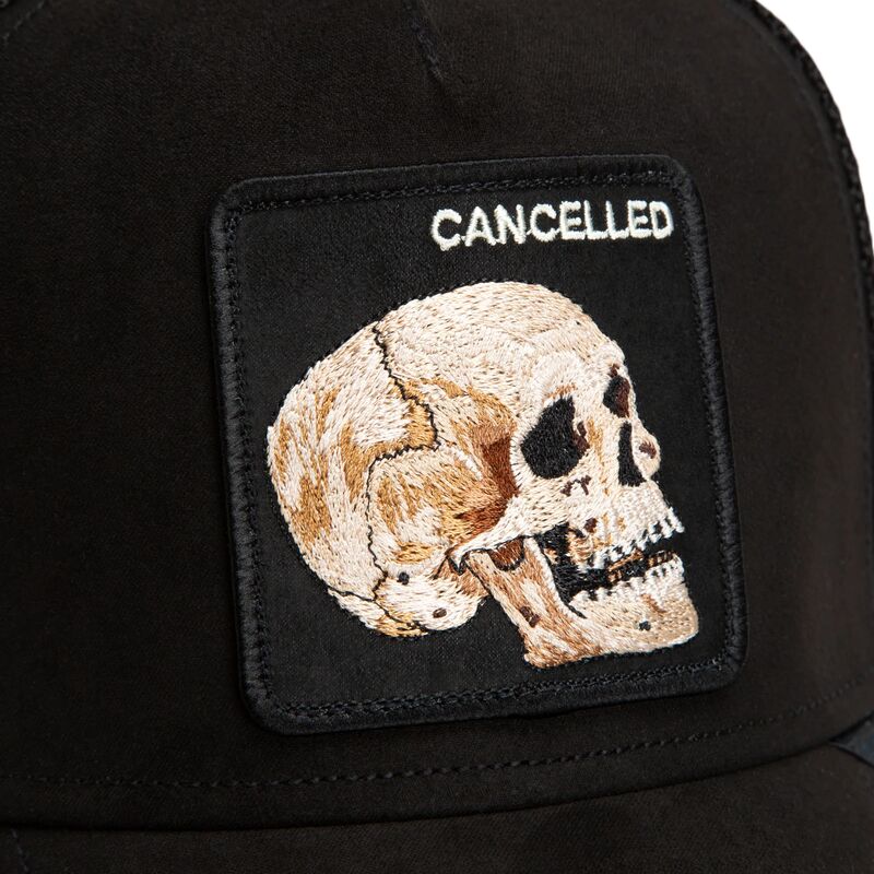 shapka-izvita-traker-cherna-snapbek-suede-cancelled-skull-microsuede-the-farm-goorin-bros