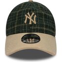 shapka-izvita-zelena-reguliruem-9twenty-mix-check-na-new-york-yankees-mlb-ot-new-era
