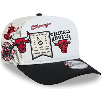 Шапка извита тракер бяла снапбек Hardwood Classics 9FIFTY A Frame Precurved на Chicago Bulls NBA от New Era